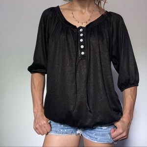 French Laundry Petite Black and Gold Top